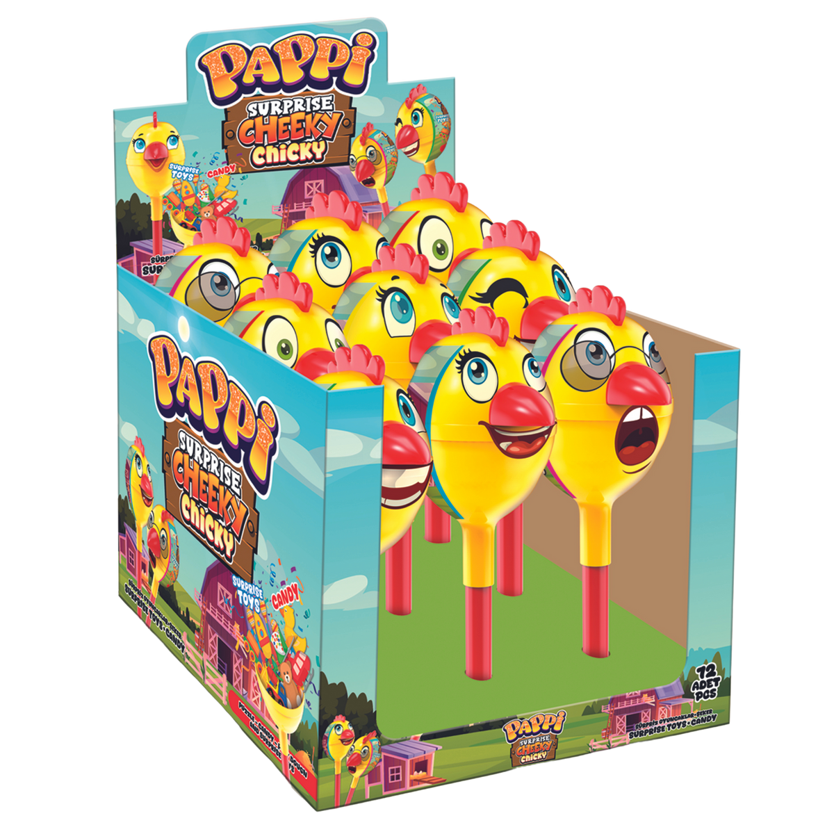 Pappi Surprise Cheeky Chicky Toy 12x10g – Candy Cargo