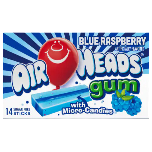 Airheads Blue Raspberry Chewing Gum 12X34G (1.185Oz) – Candy Cargo