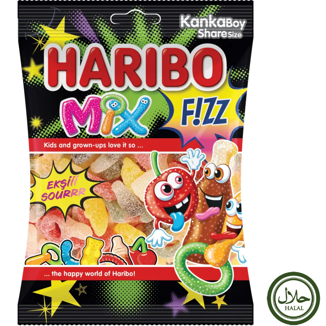 Haribo Halal Fizzy Mix 24X70G – Candy Cargo