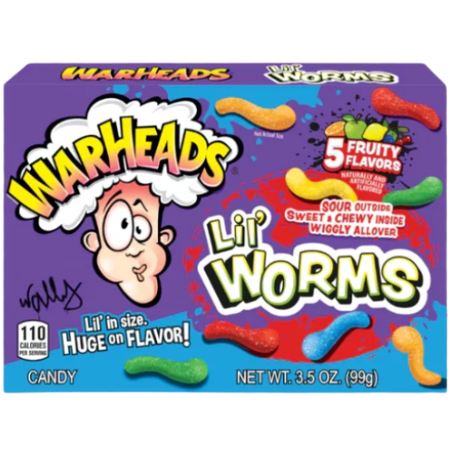 Warheads Theatre Box Lil Worms 12X99G (4Oz)